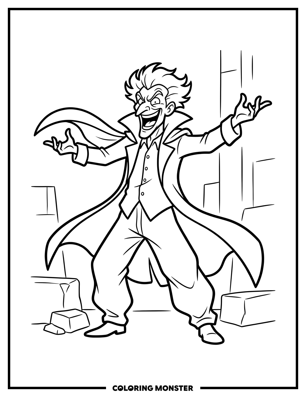 Cartoon Villain Cackling Maniacally Coloring Page