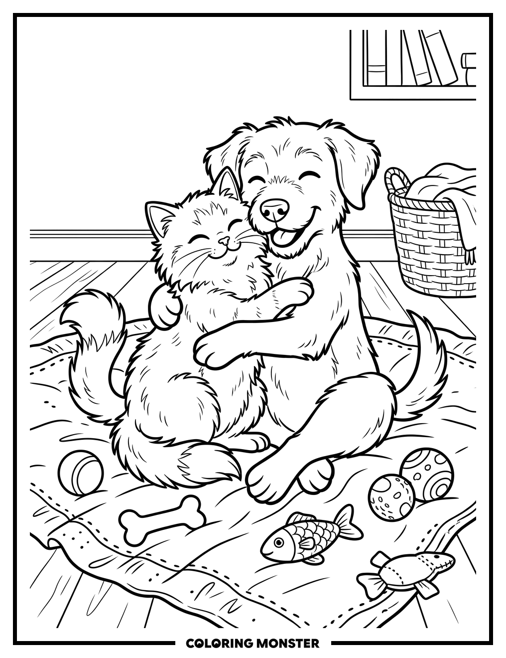 Cat And Dog Friends On Blanket