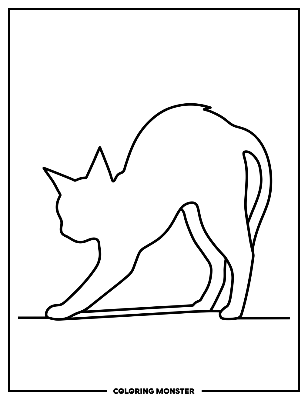 Cat Arching Back Silhouette Coloring Page