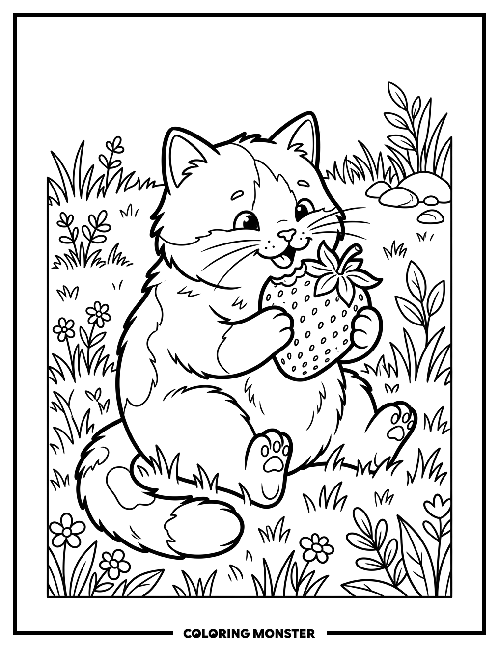 Cat Enjoying A Strawberry