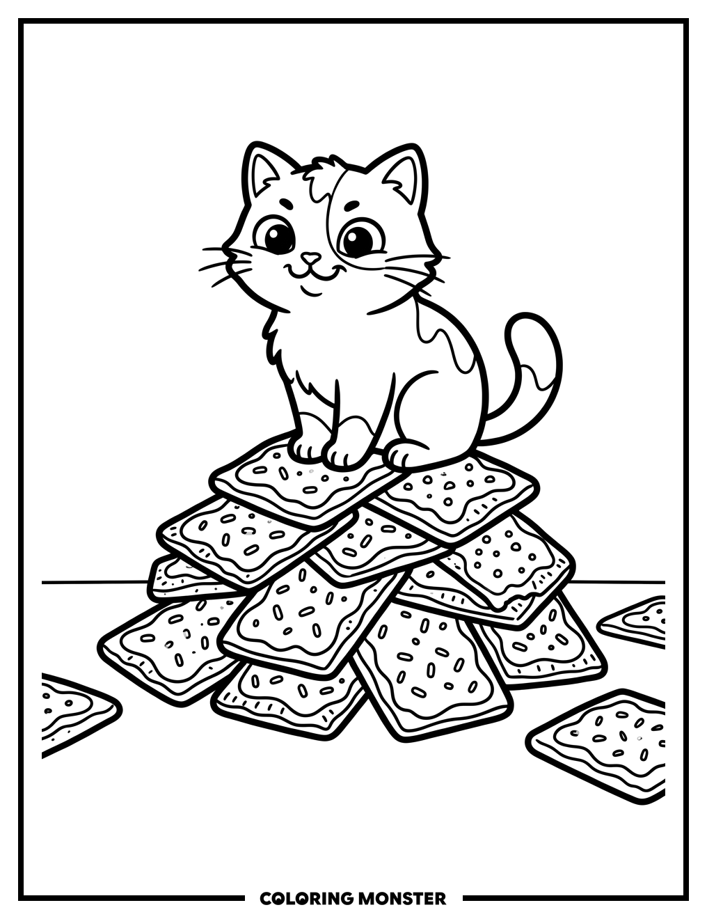 Cat on Pop Tarts Coloring Page