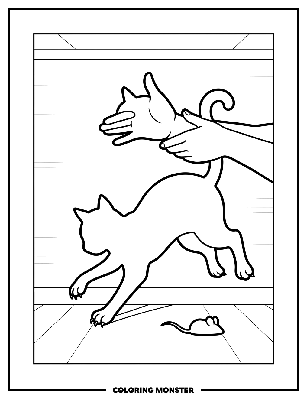 Cat Shadow Puppet On Wall Coloring Page