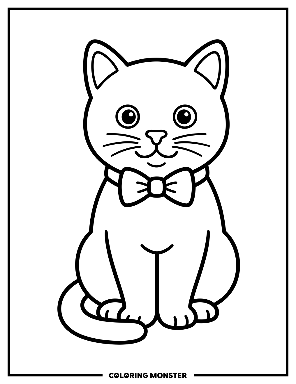 Cat Wearing A Bow Tie Coloring Page
