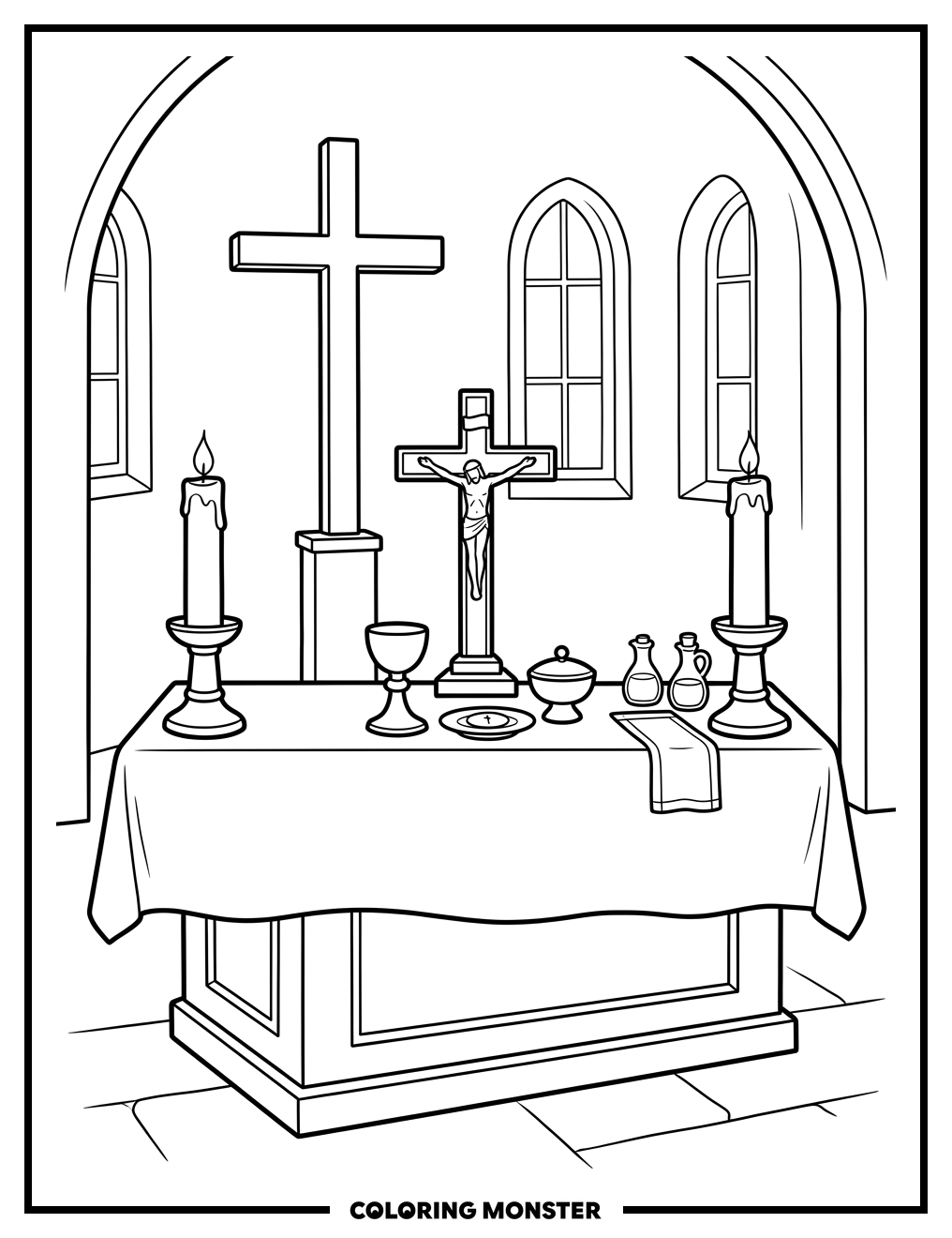 Catholic Altar for Mass Coloring Page