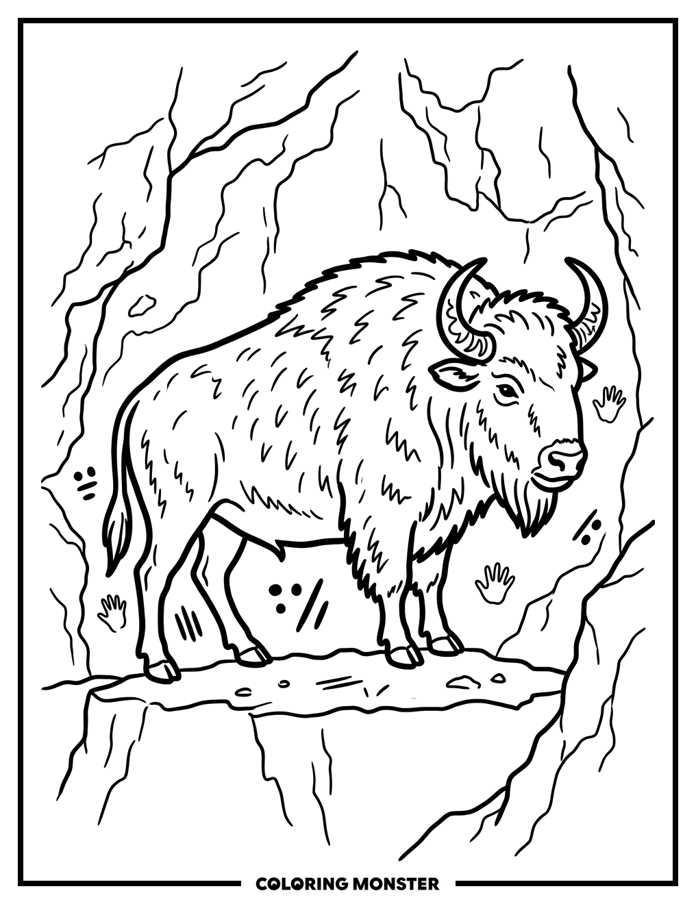 Cave Bison Painting Coloring Page
