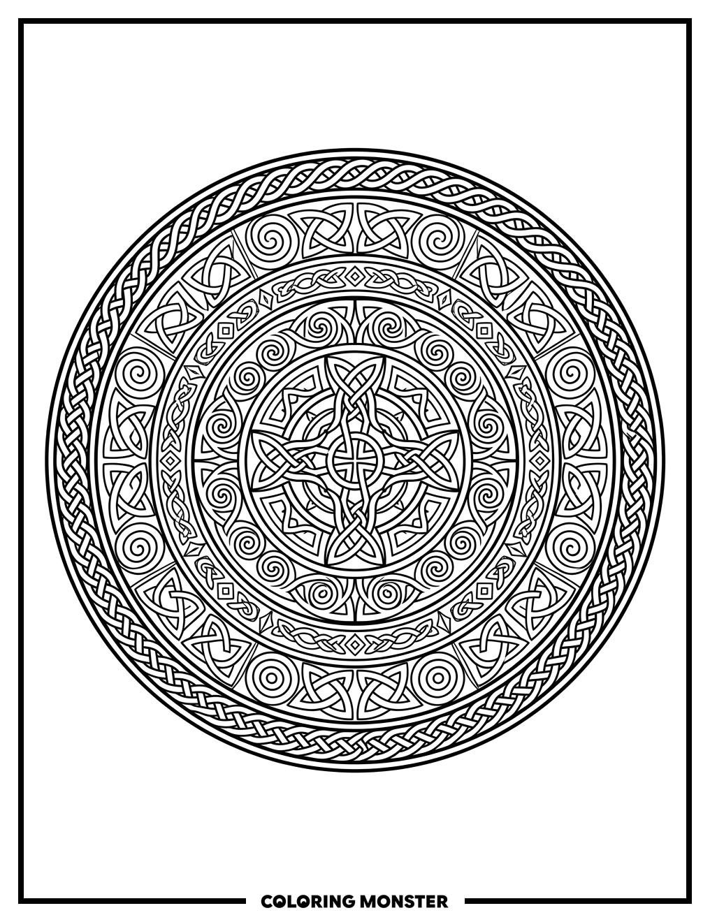 Celtic Shield Knot Mandala Coloring Page