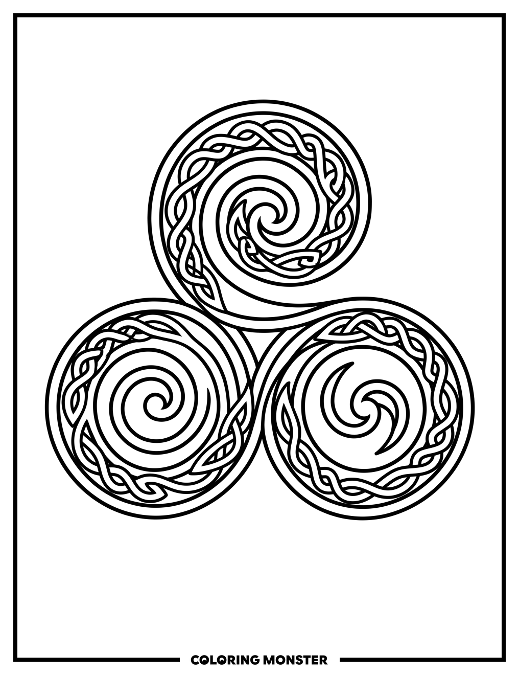 Celtic Triskele Knotwork Coloring Page