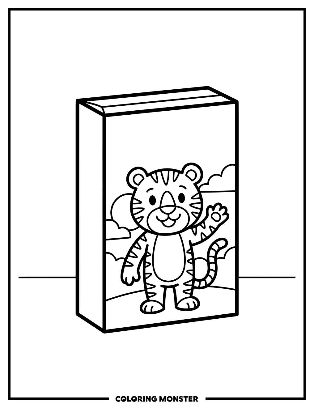 Cereal Box with Mascot Coloring Page