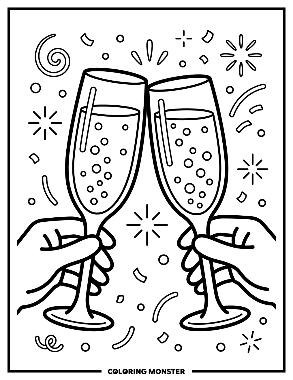 Champagne Toast Coloring Page