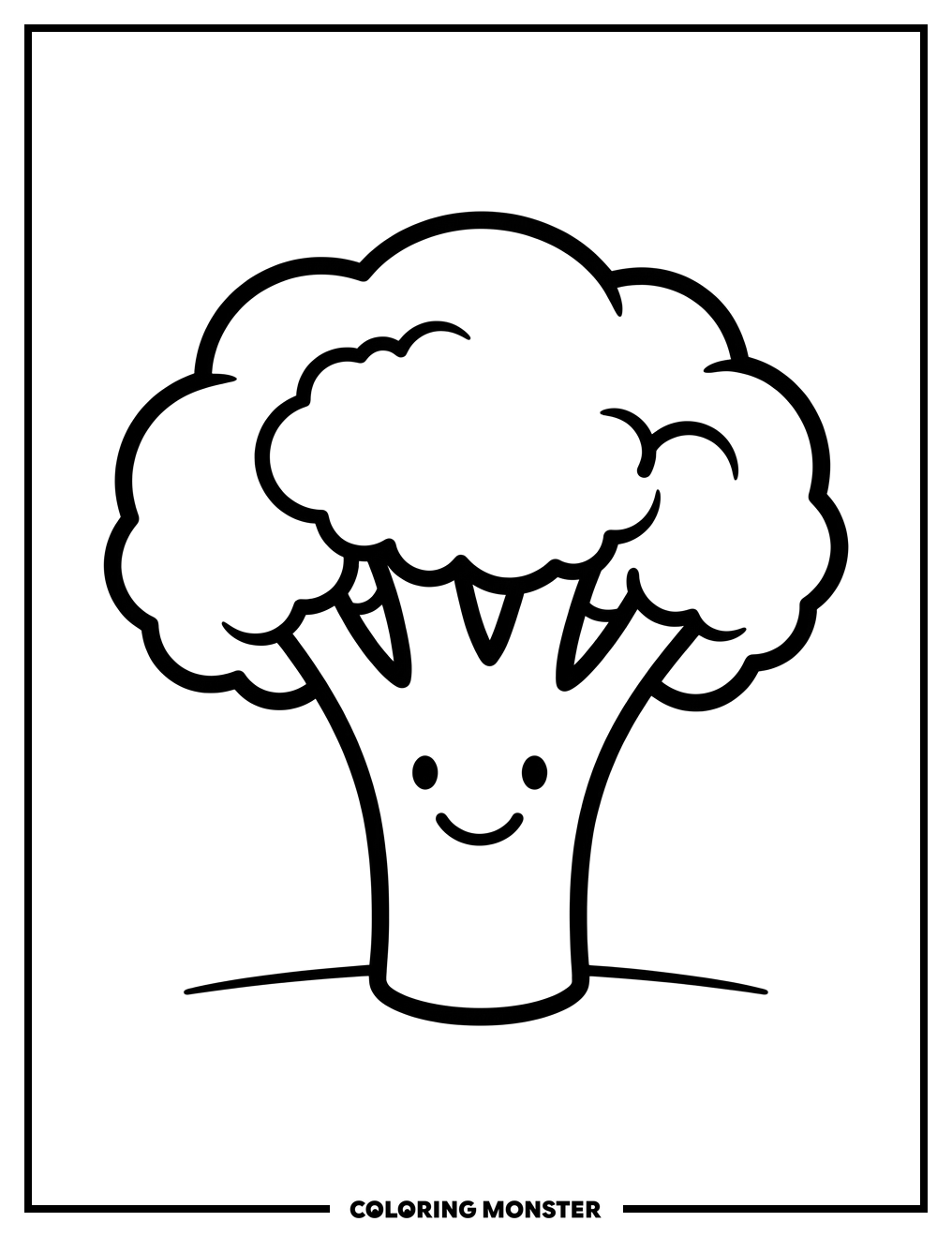 Cheerful Broccoli Floret Coloring Page