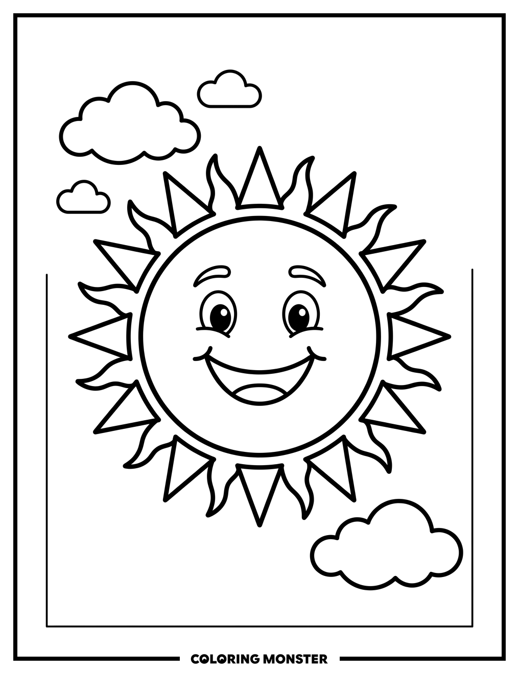 Cheerful Cartoon Sun Coloring Page