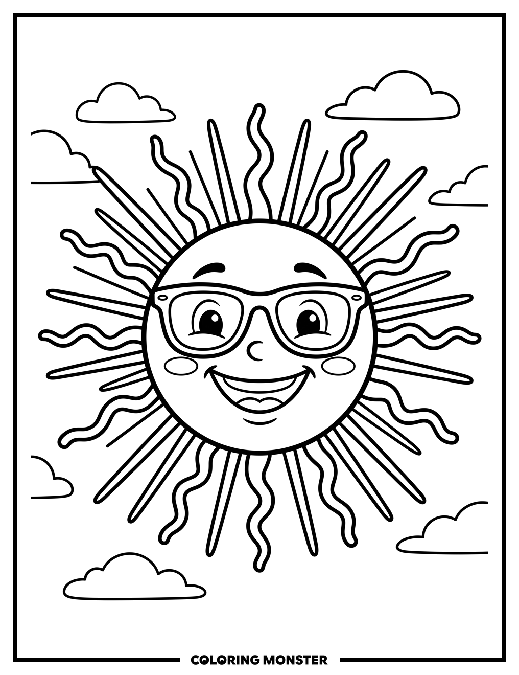 Cheerful Cartoon Sun with Sunglasses