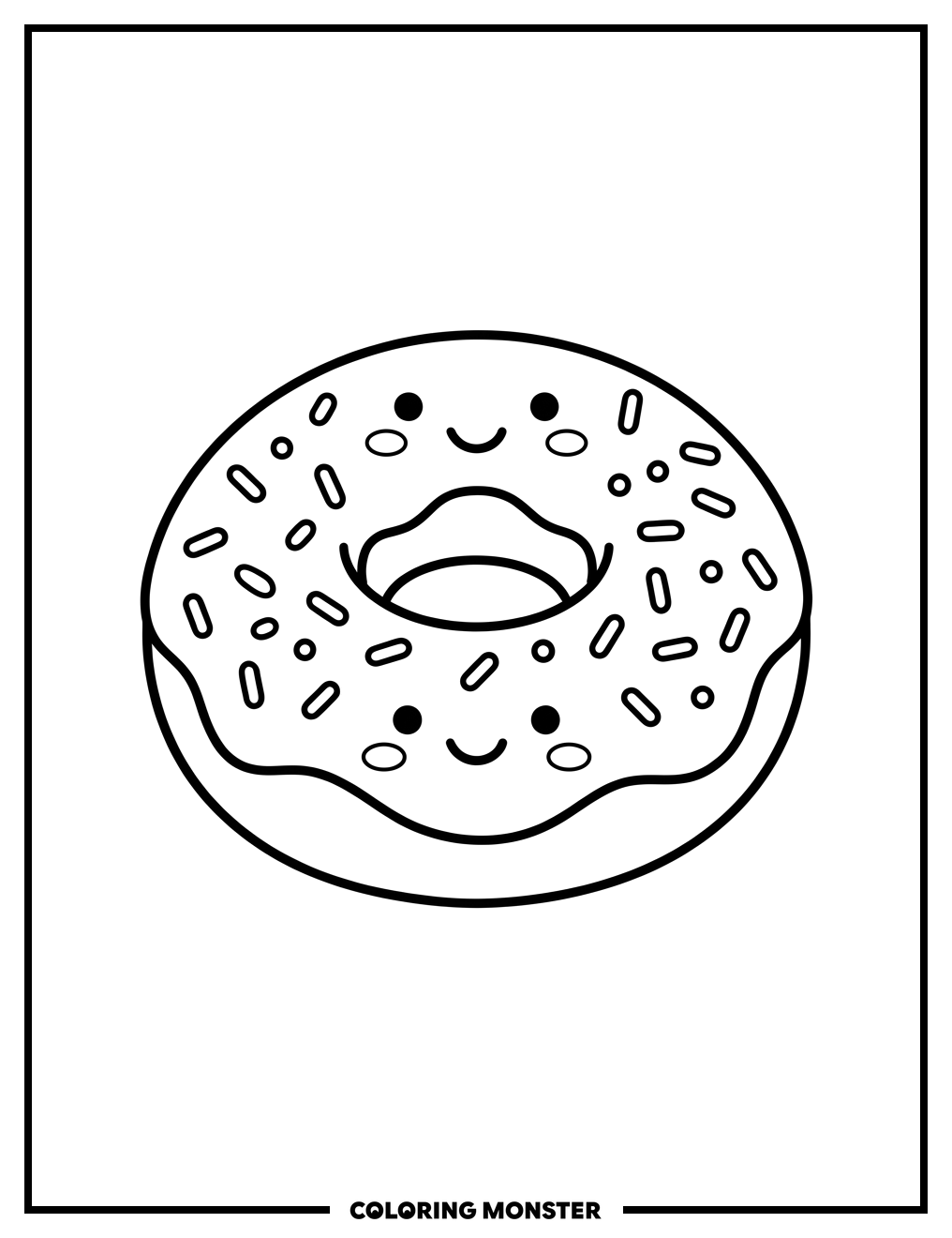Cheerful Donut With Sprinkles Coloring Page