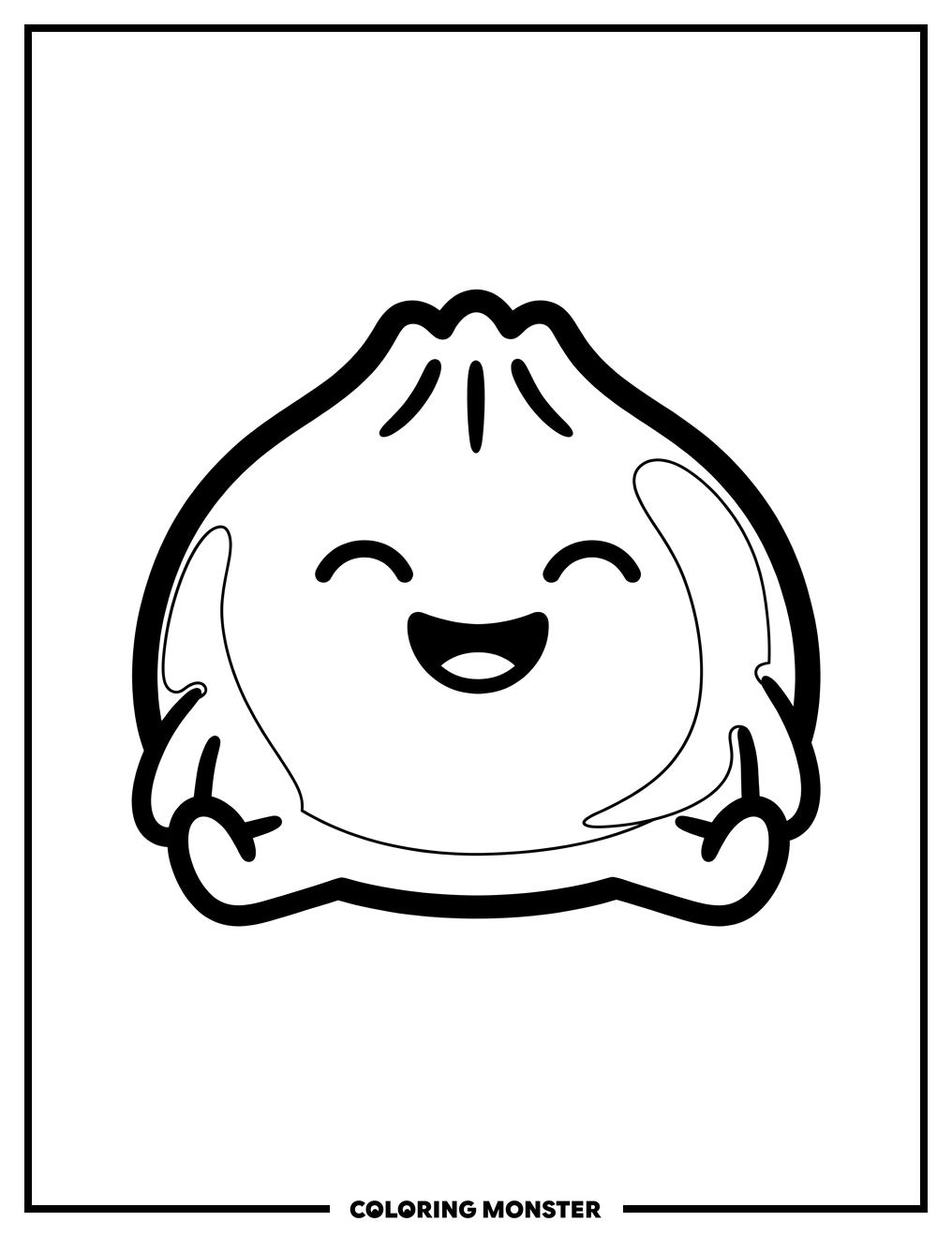 Cheerful Dumpling Character Coloring Page