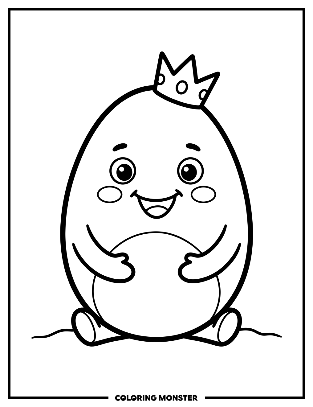 Cheerful Egg King Coloring Page