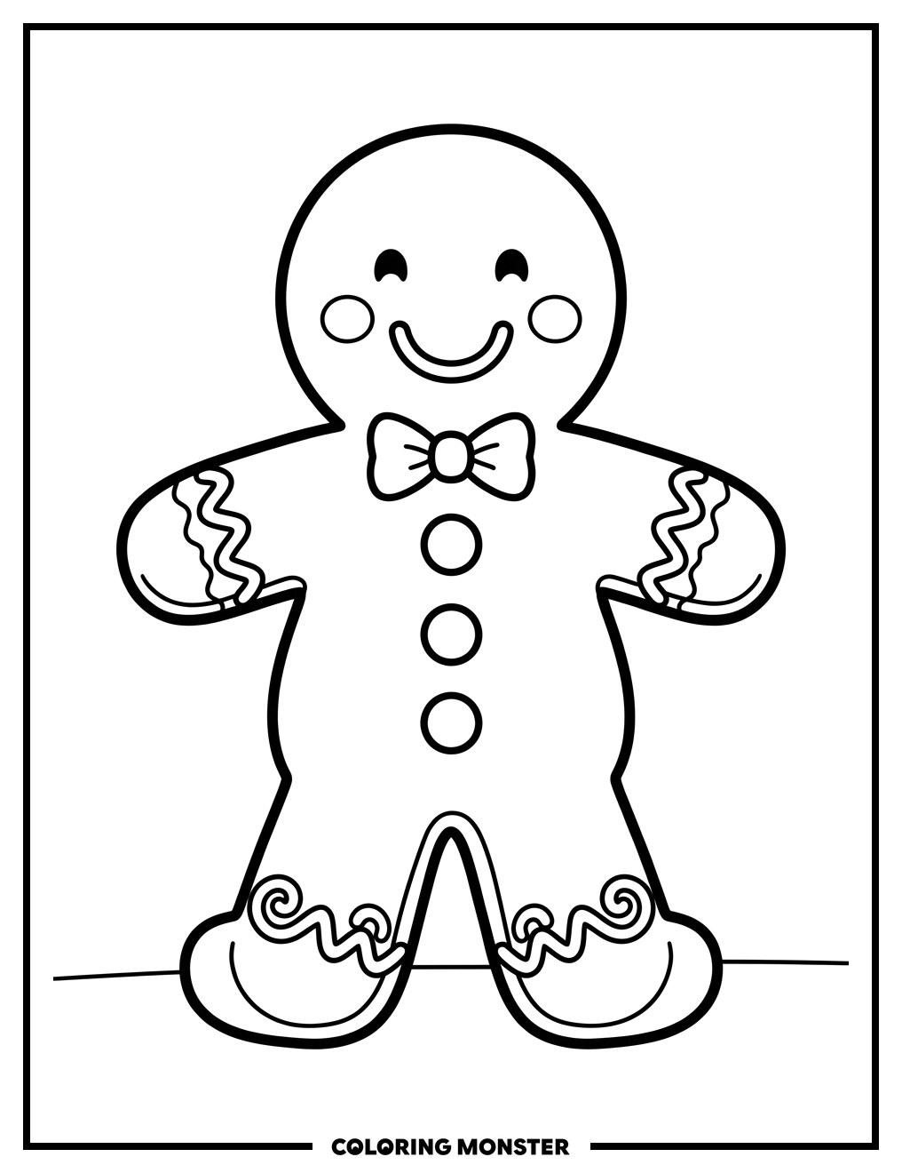 Cheerful Gingerbread Man Coloring Page