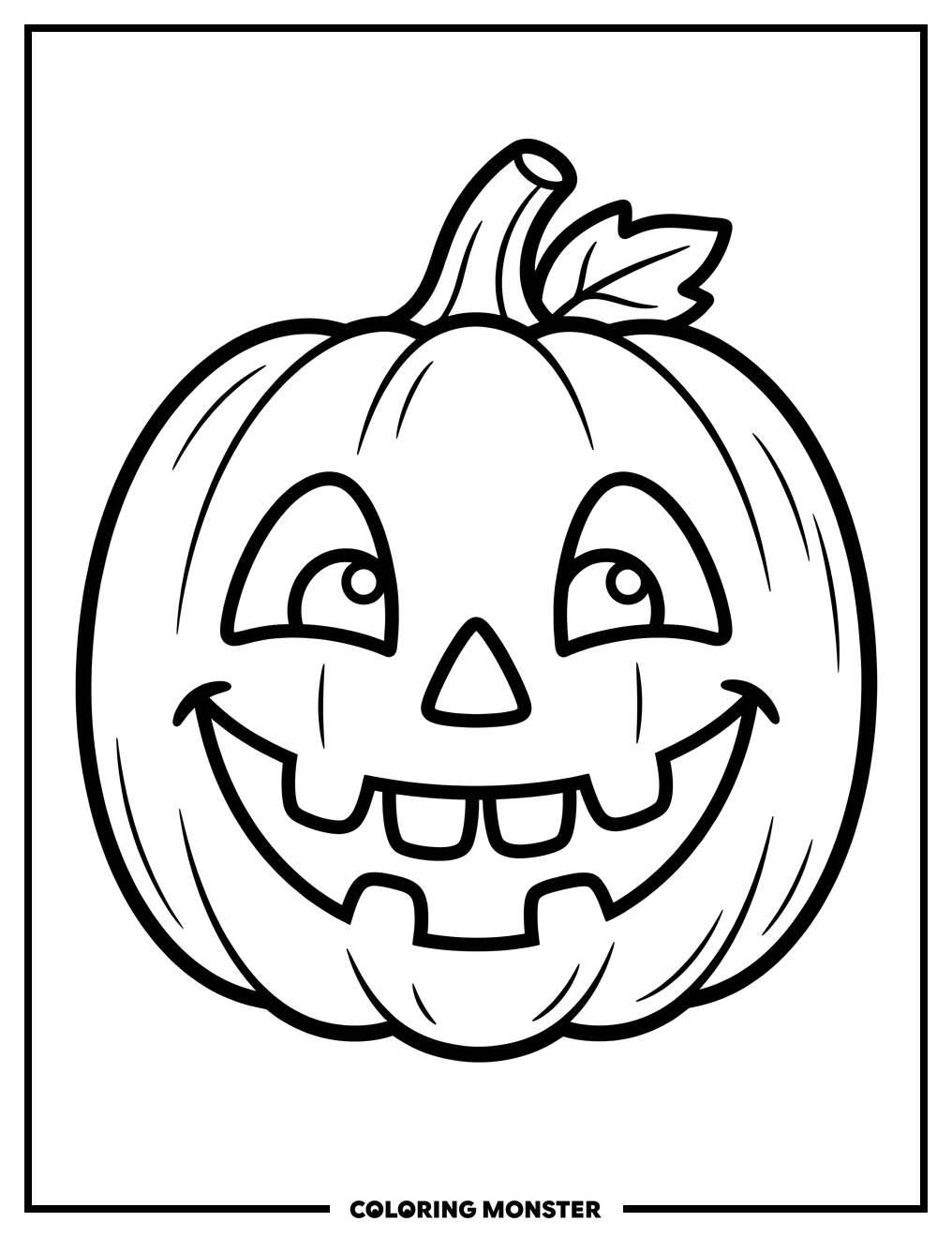 Cheerful Jack-o'-Lantern Face Coloring Page