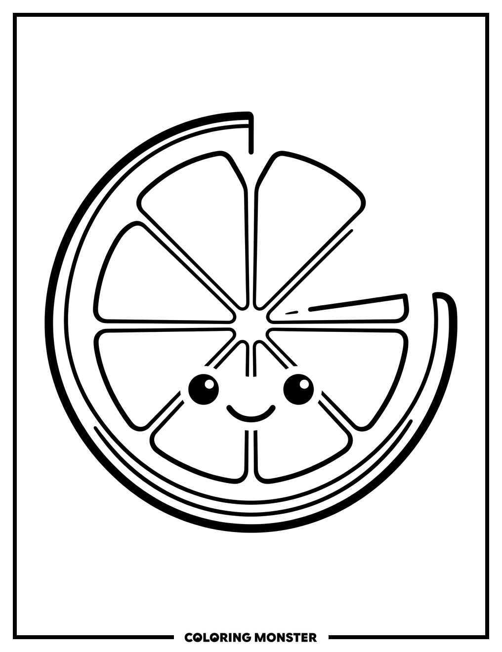 Cheerful Lemon Slice Coloring Page