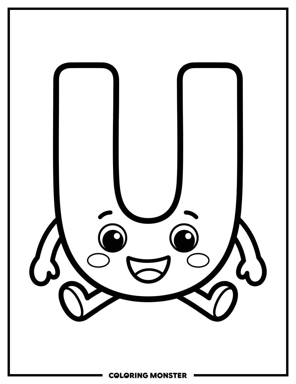 Cheerful Letter U Coloring Page