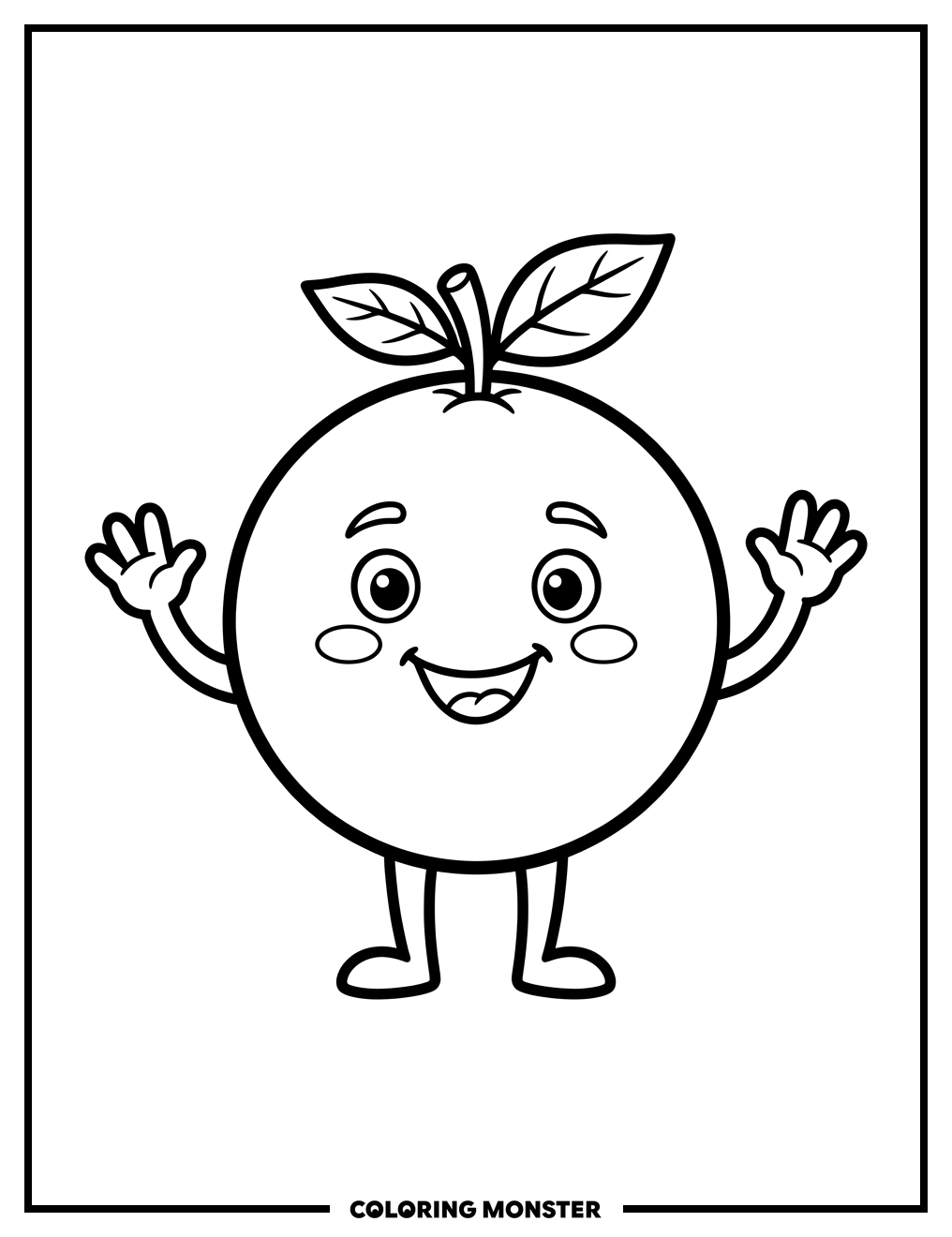 Cheerful Orange Character Smiling Coloring Page