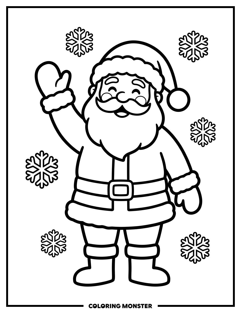 Cheerful Papa Noel Waving Coloring Page