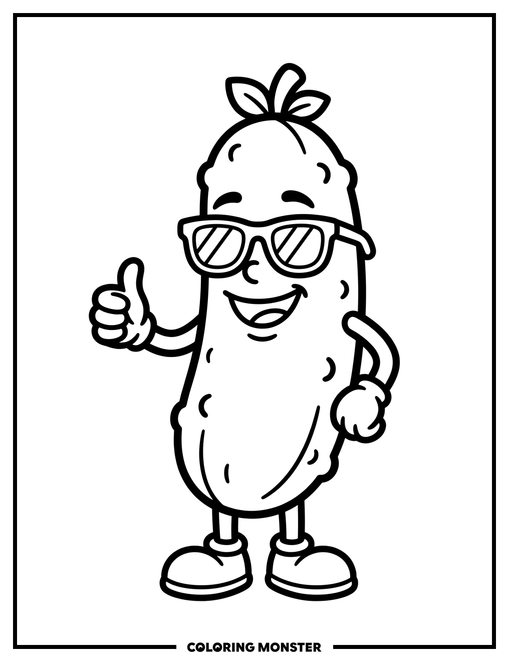 Cheerful Pickle Giving Thumbs Up Coloring Page