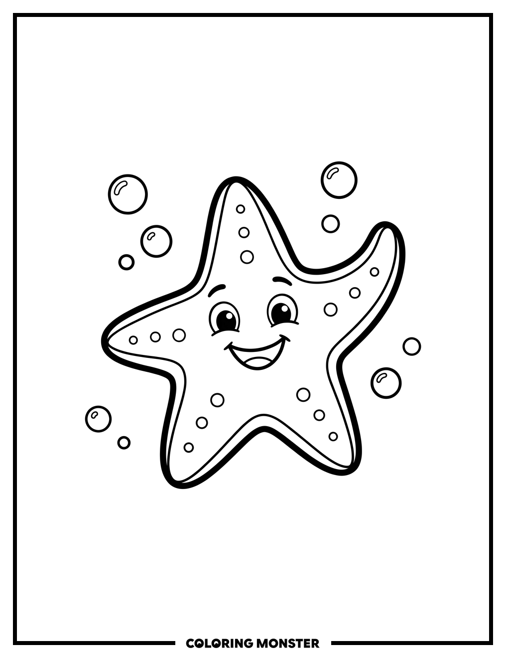 Cheerful Starfish Waving Hello Coloring Page