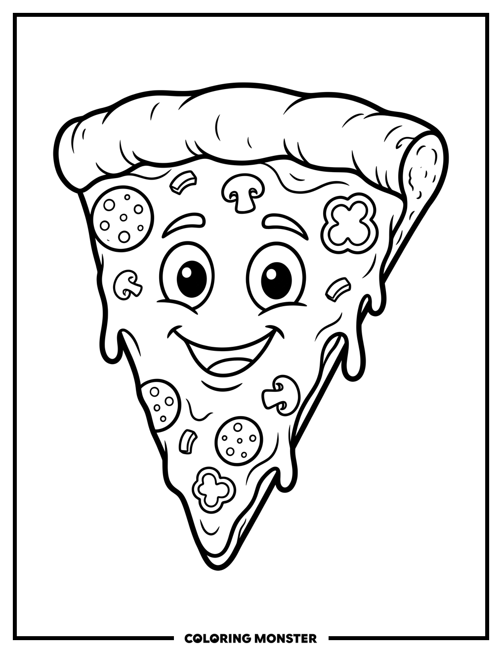 Cheery Pizza Slice Coloring Page