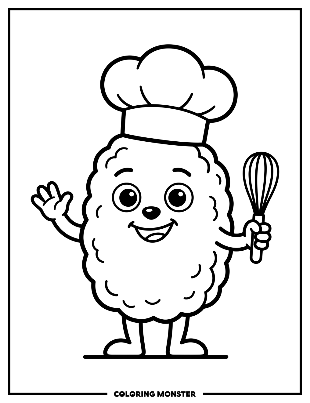 Chef Chicken Nugget Coloring Page