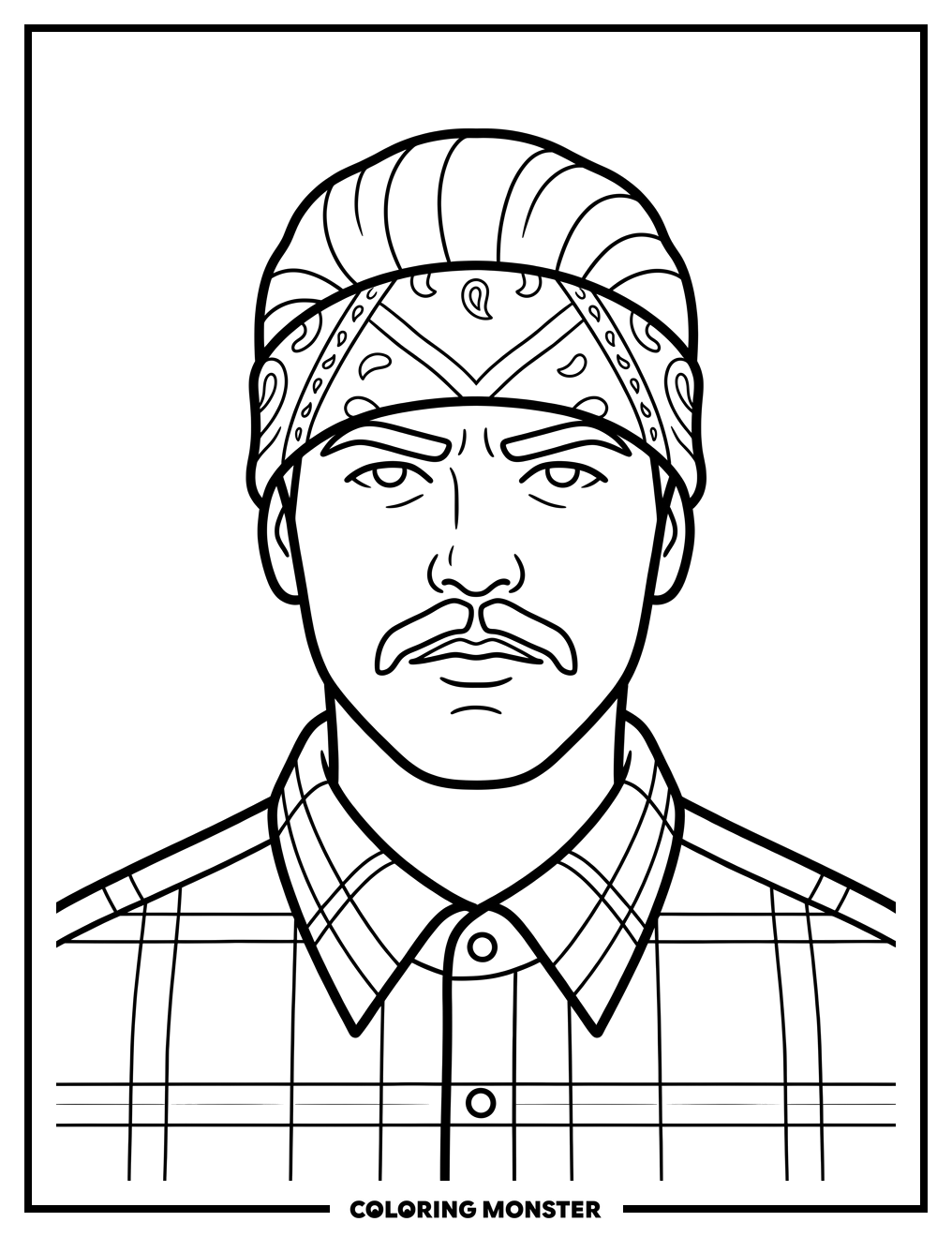 Chicano Man Portrait Coloring Page