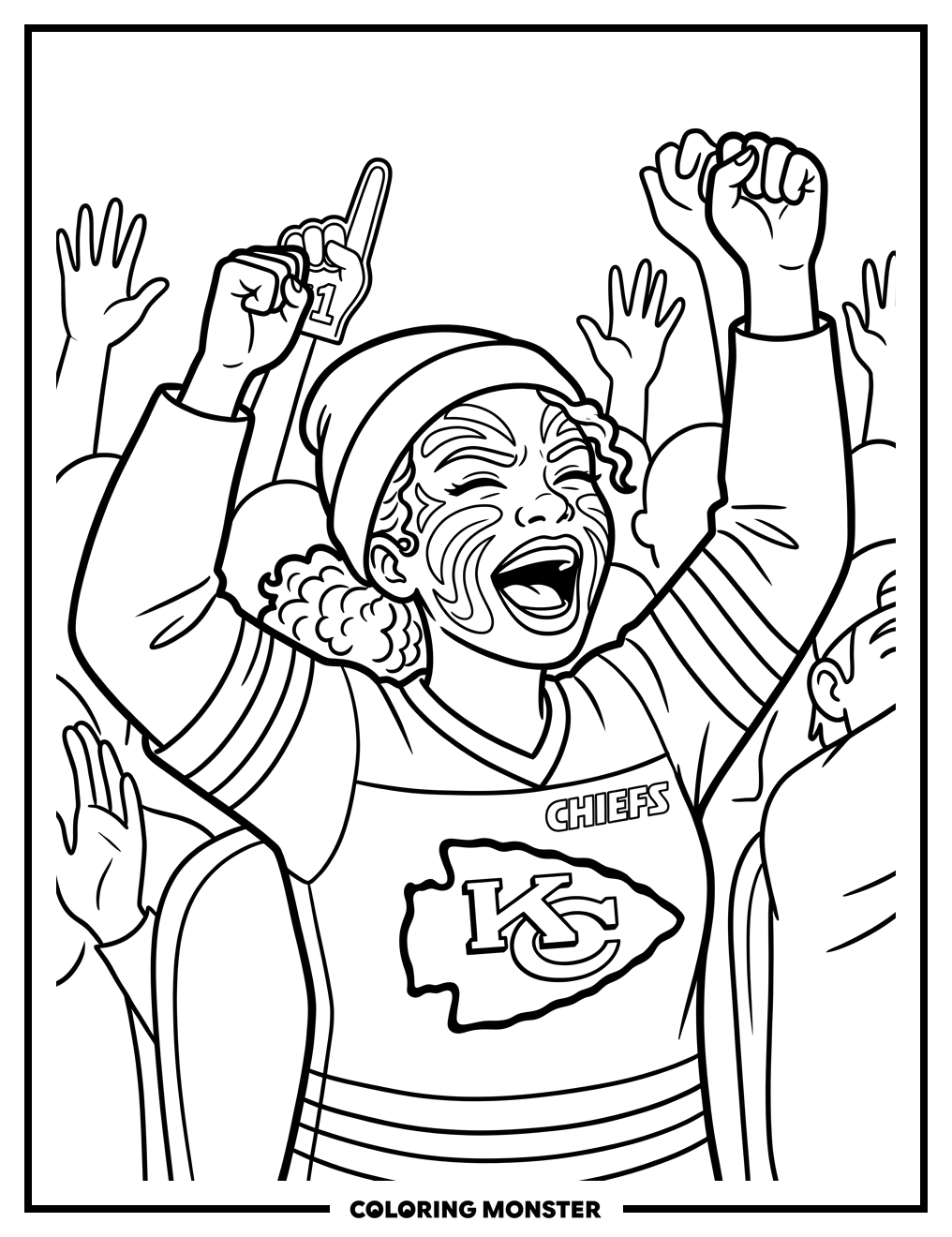 Chiefs Fan Cheering Coloring Page