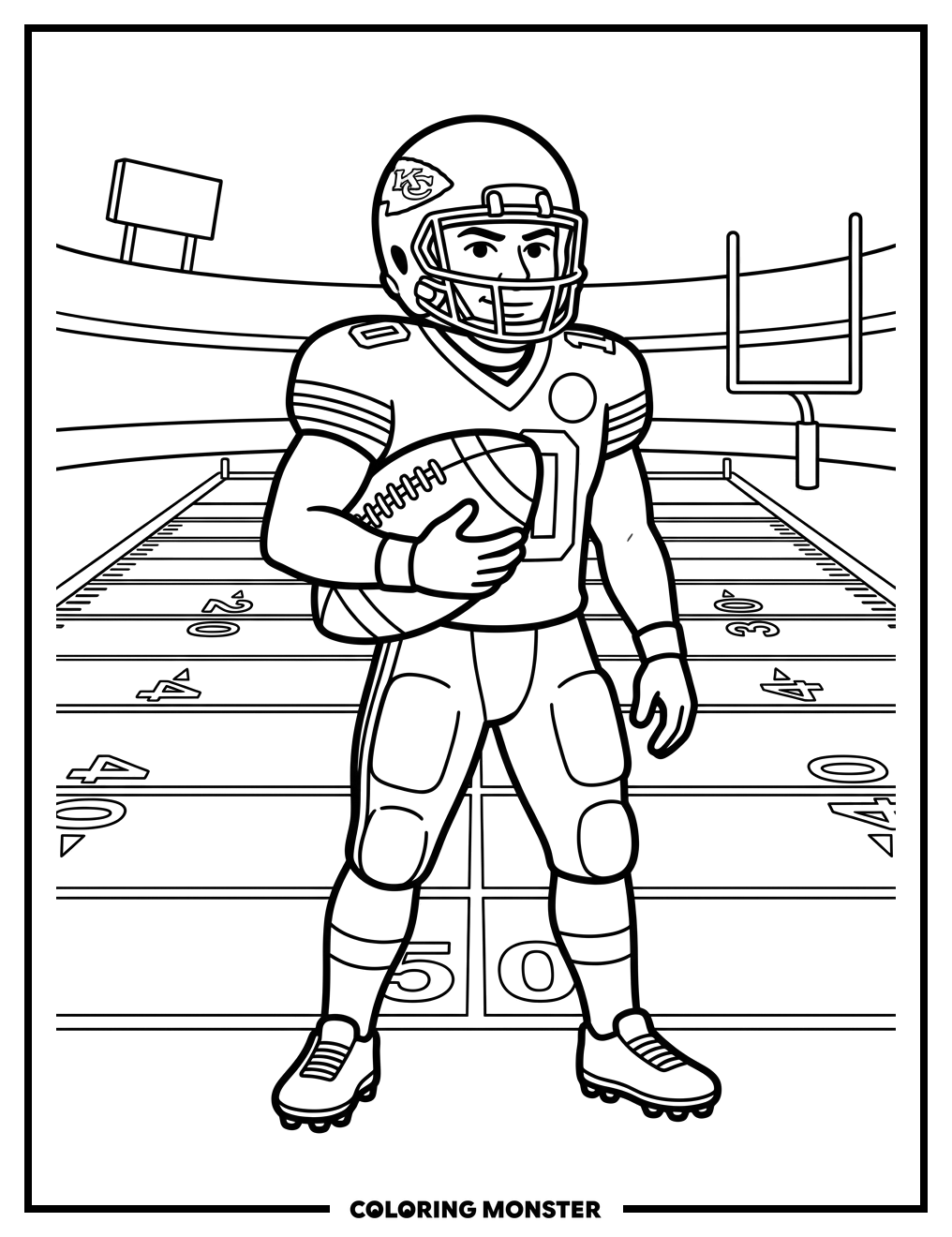 Chiefs Football Player on Field Coloring Page