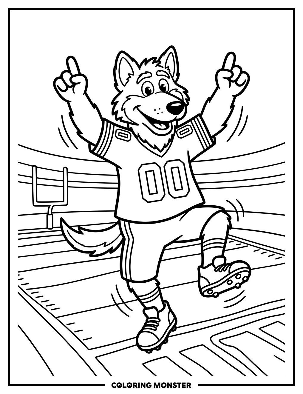 Chiefs Mascot Dancing on Field Coloring Page