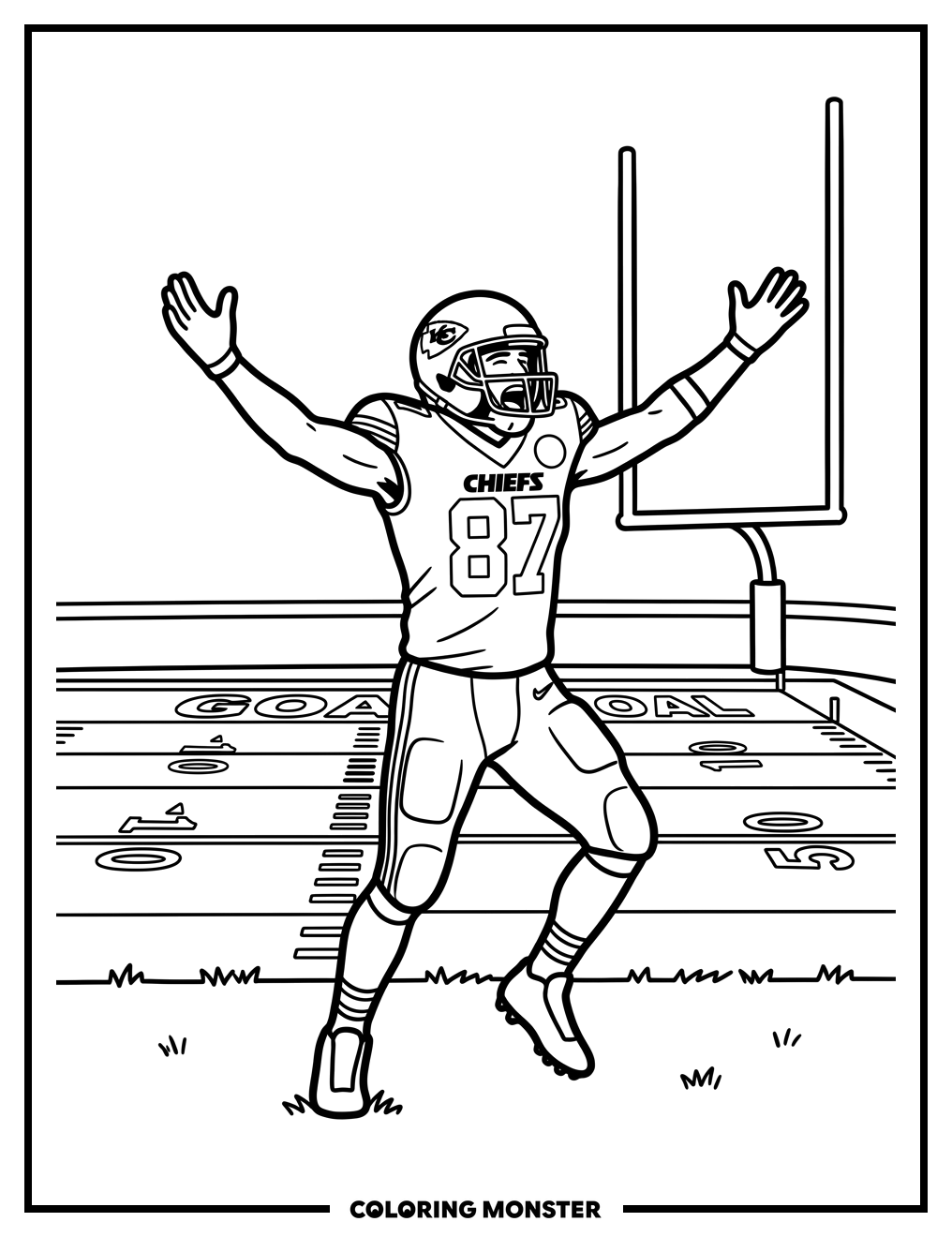 Chiefs Player Scores Touchdown Coloring Page