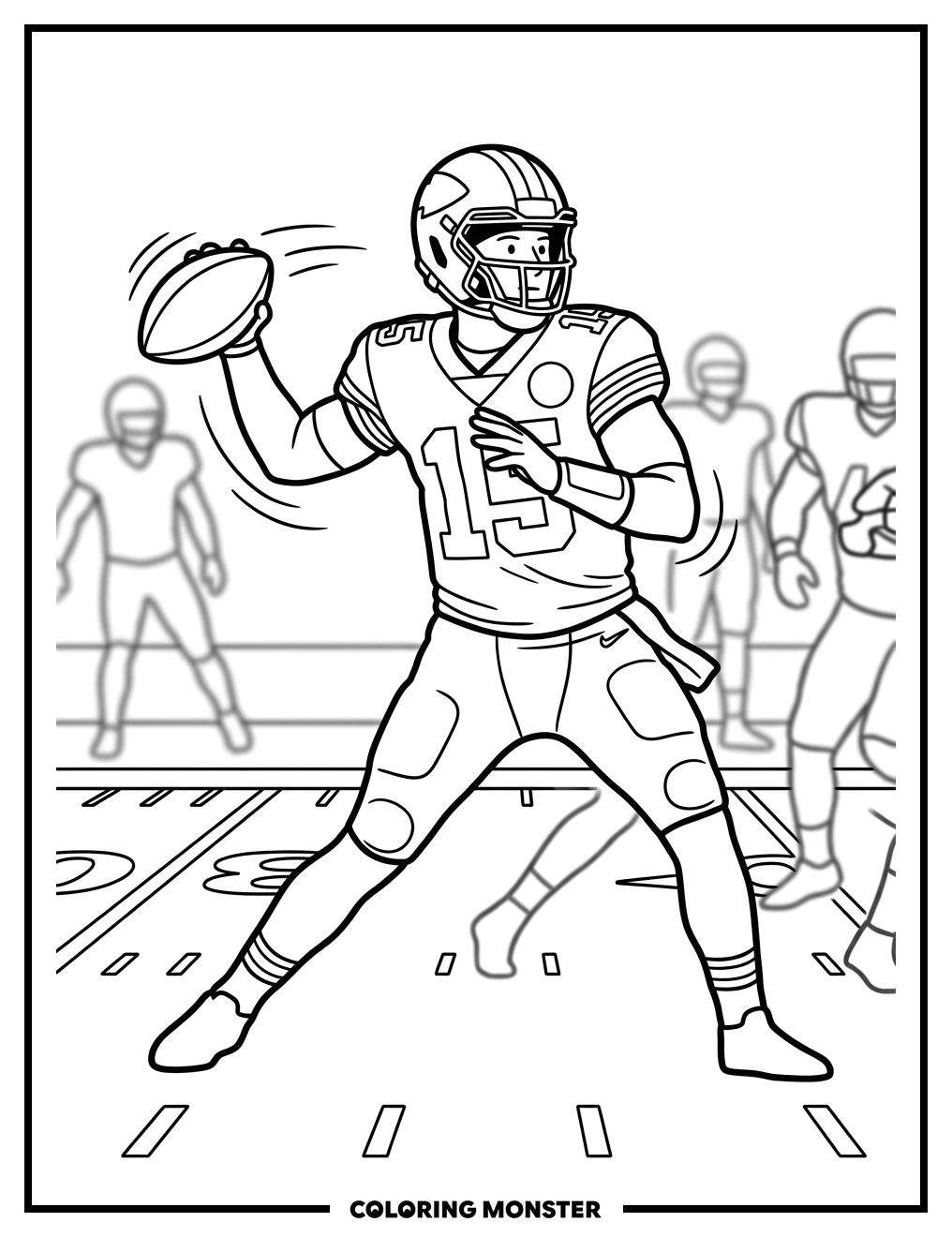 Chiefs Quarterback Throwing Football Coloring Page