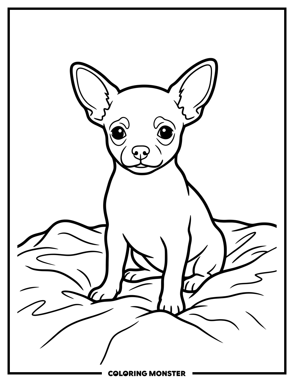 Chihuahua Puppy on Blanket Coloring Page