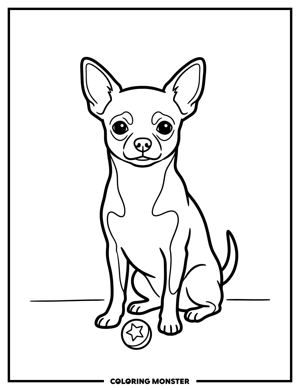Chihuahua with Toy Ball Coloring Page