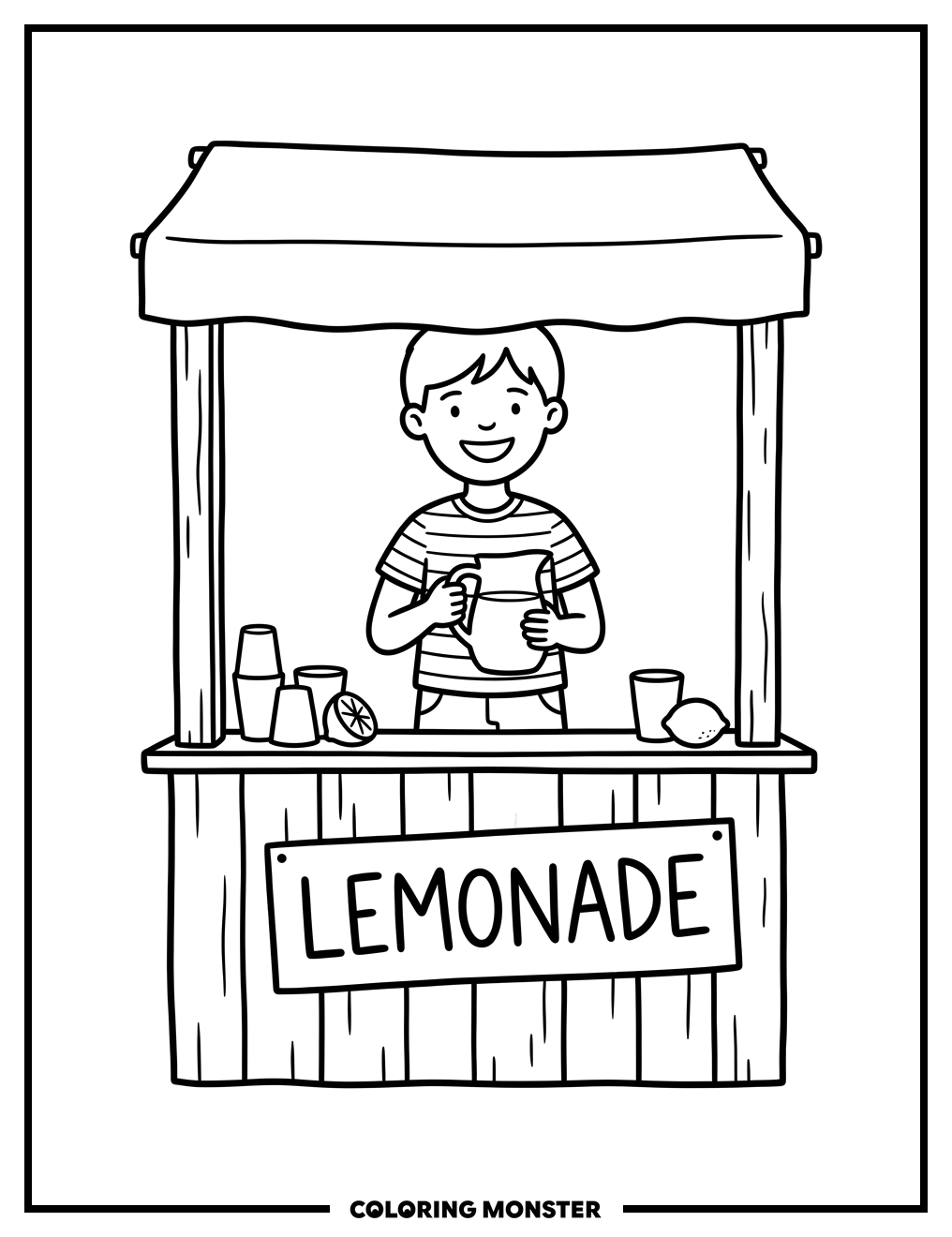 Child at Lemonade Stand Coloring Page