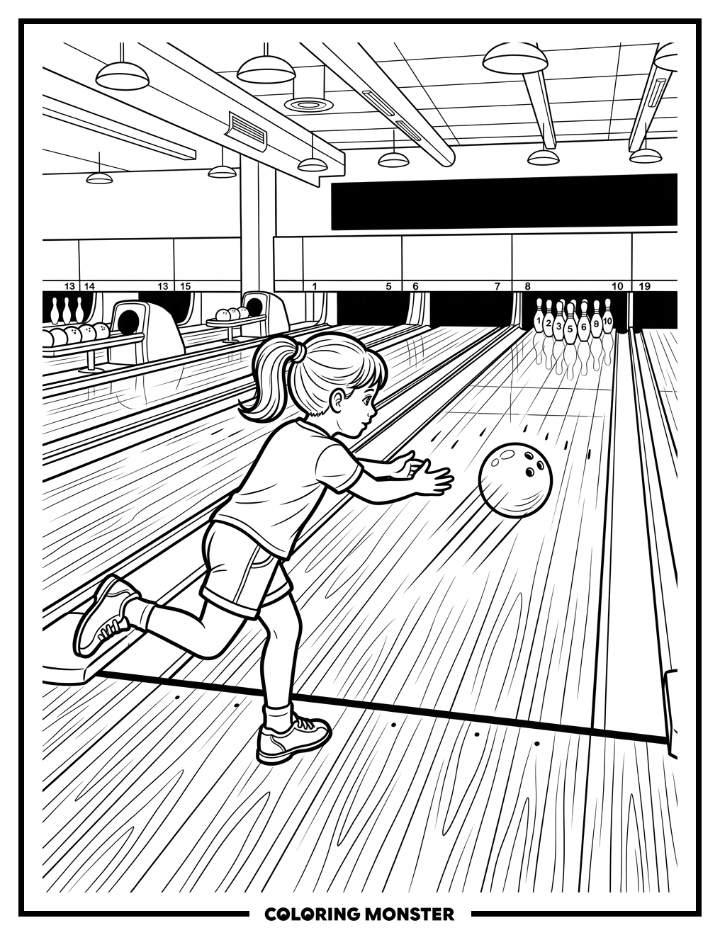 Child Bowling A Strike Coloring Page