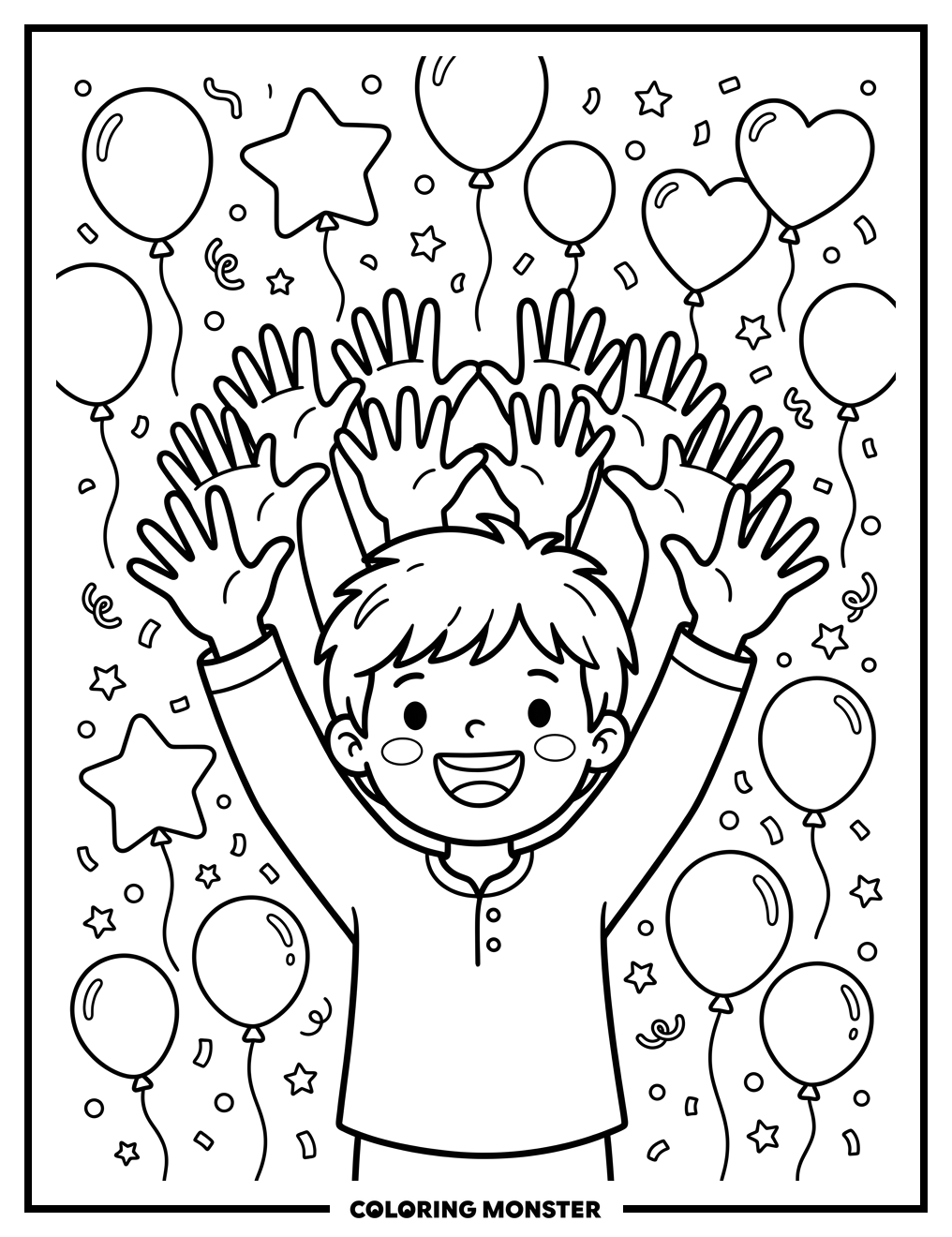Child Celebrates 100 Days Coloring Page