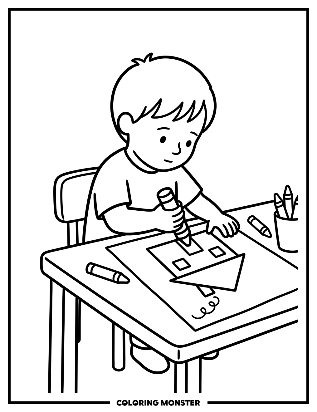 Child Coloring A House Drawing Coloring Page