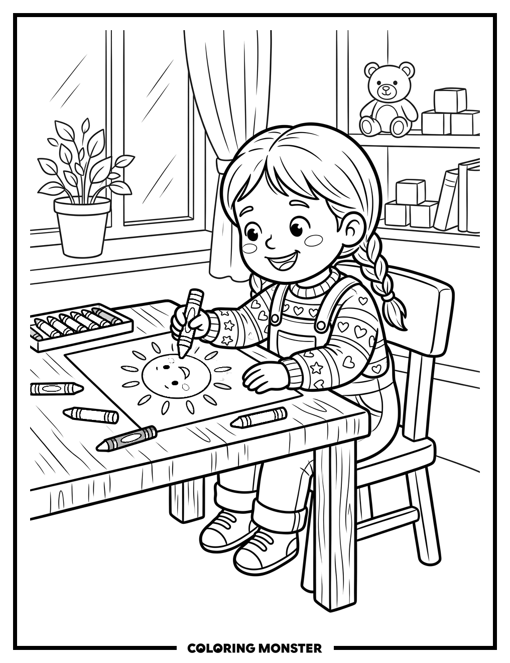 Child Coloring A Sunny Day Coloring Page