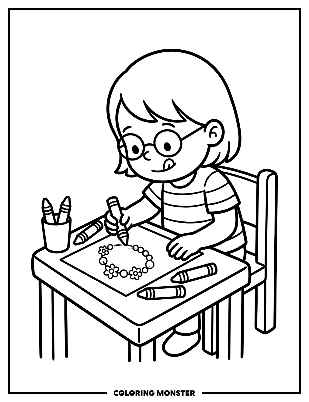 Child Designs a Bracelet Coloring Page