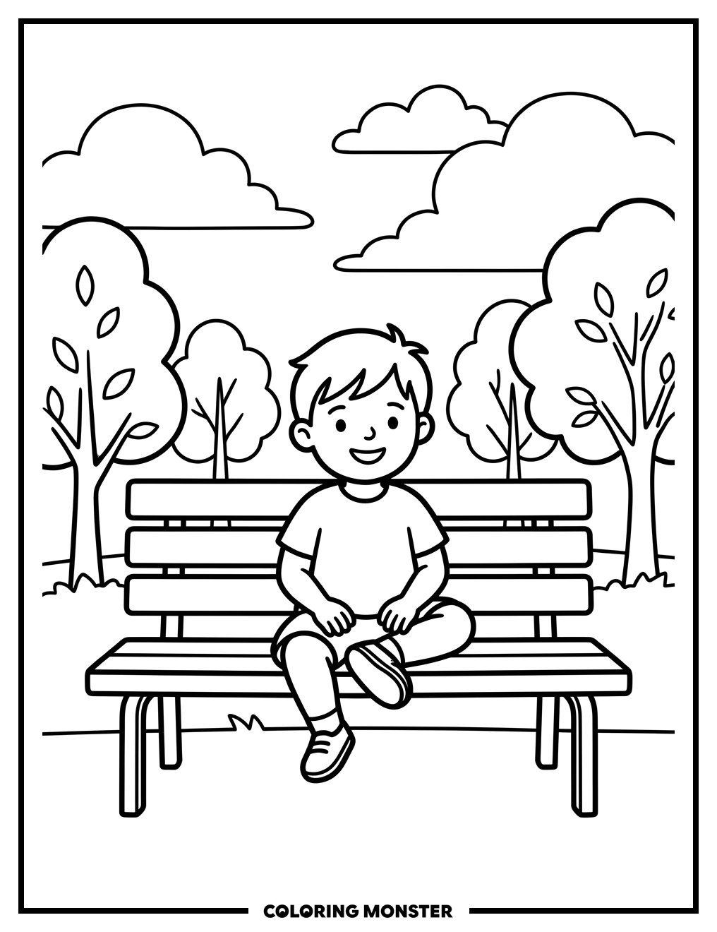 Child Enjoying The Park Coloring Page
