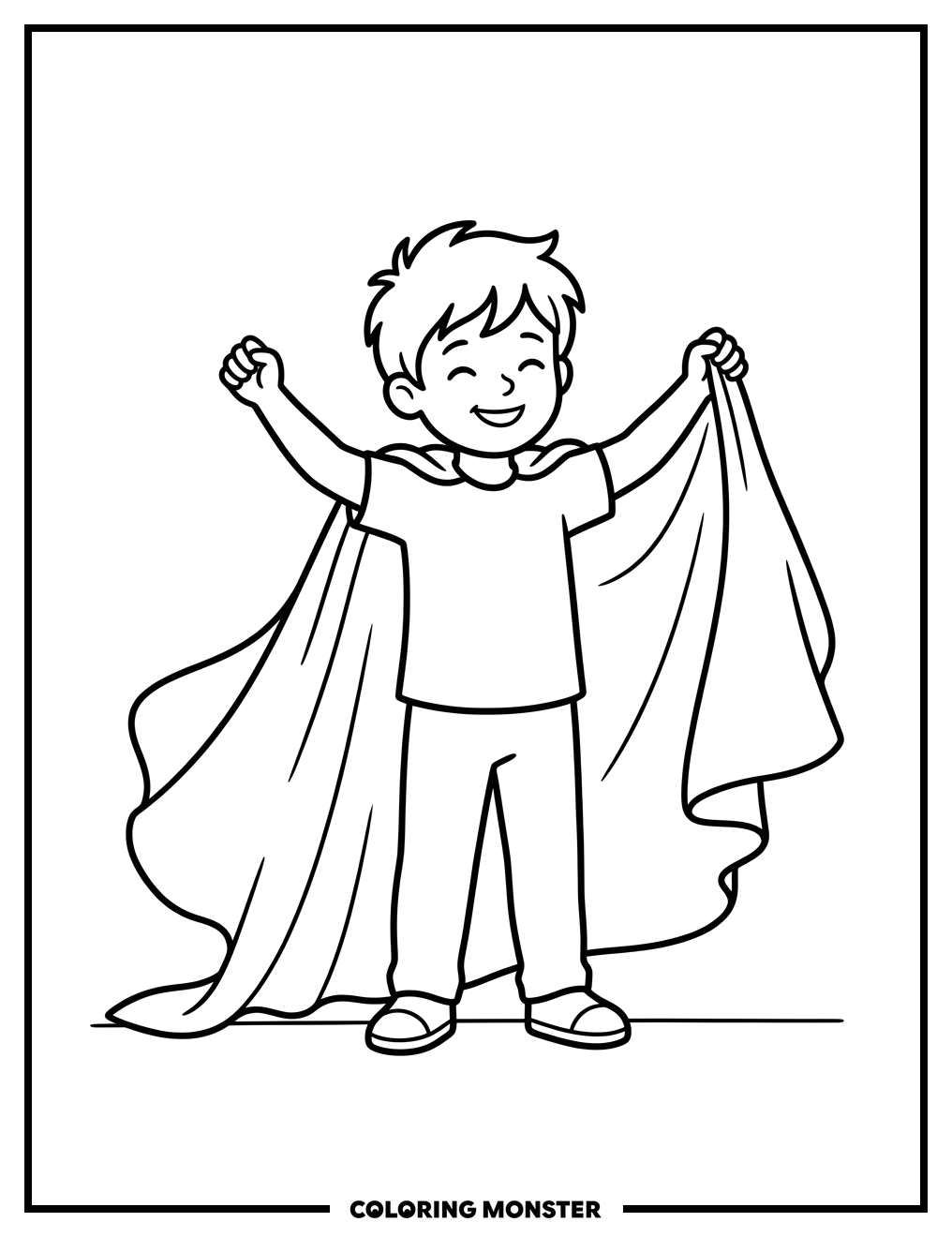 Child in Flowing Cape Coloring Page