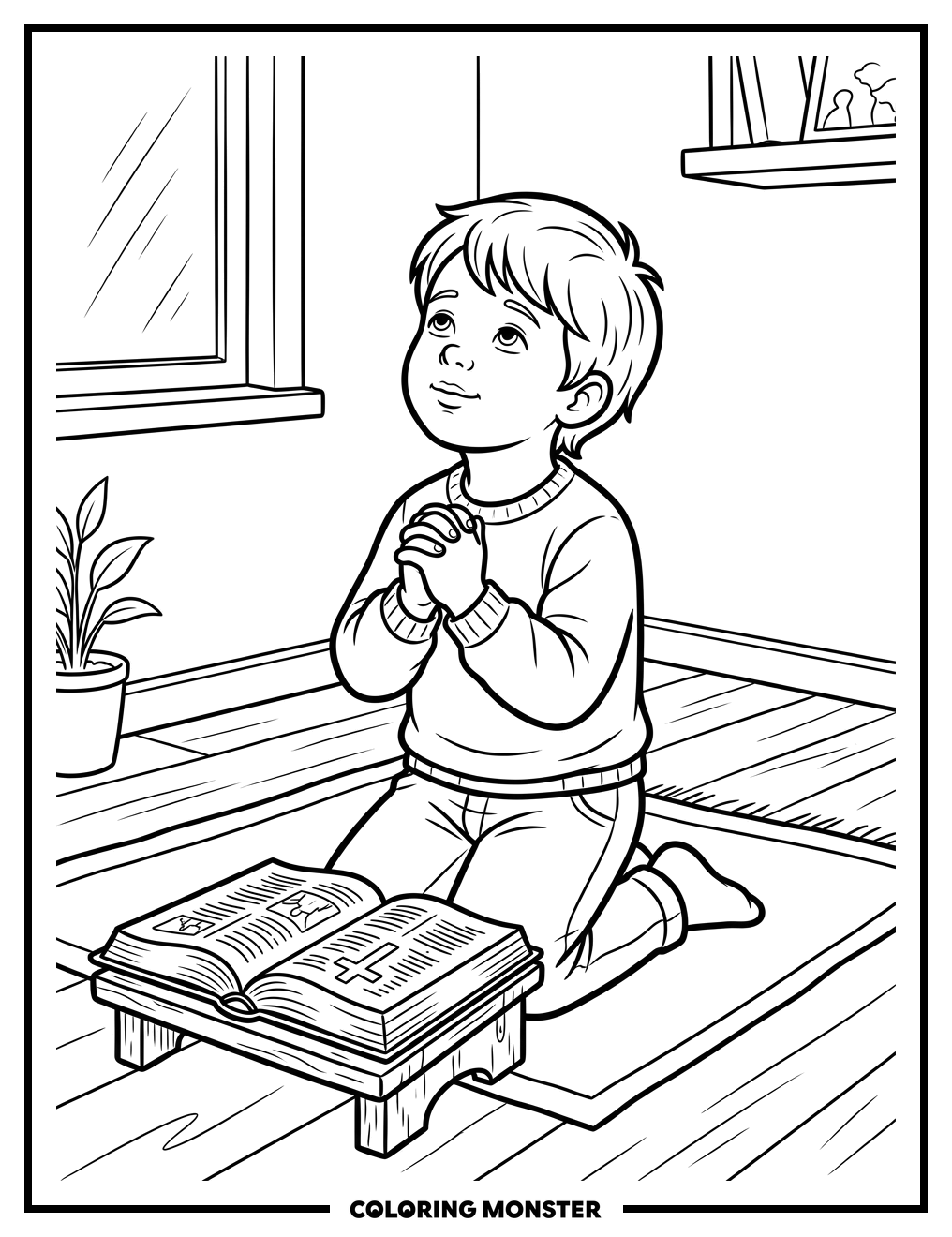 Child in Prayer Coloring Page