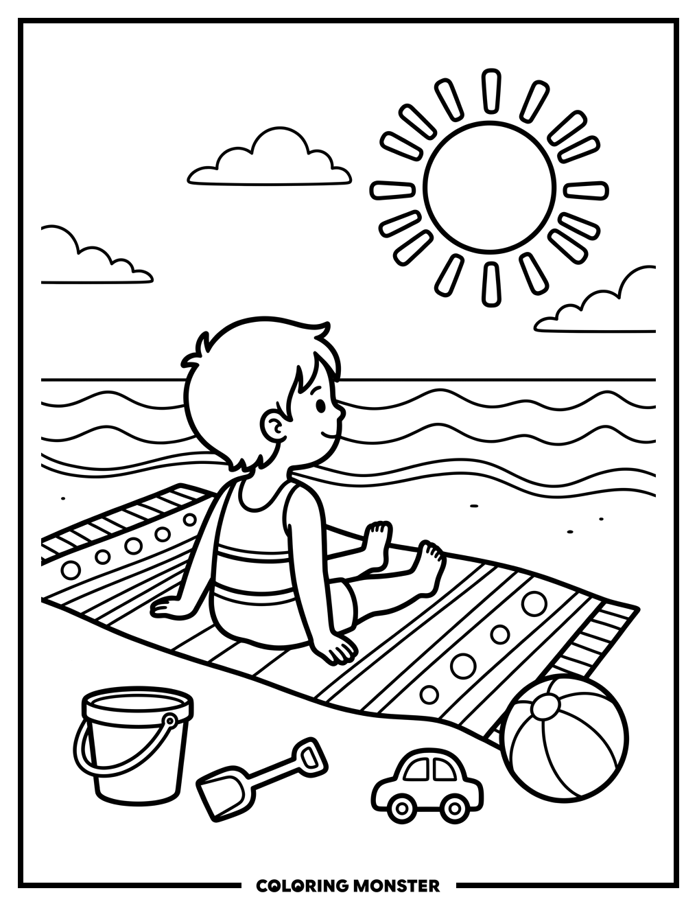 Child on a Beach Coloring Page