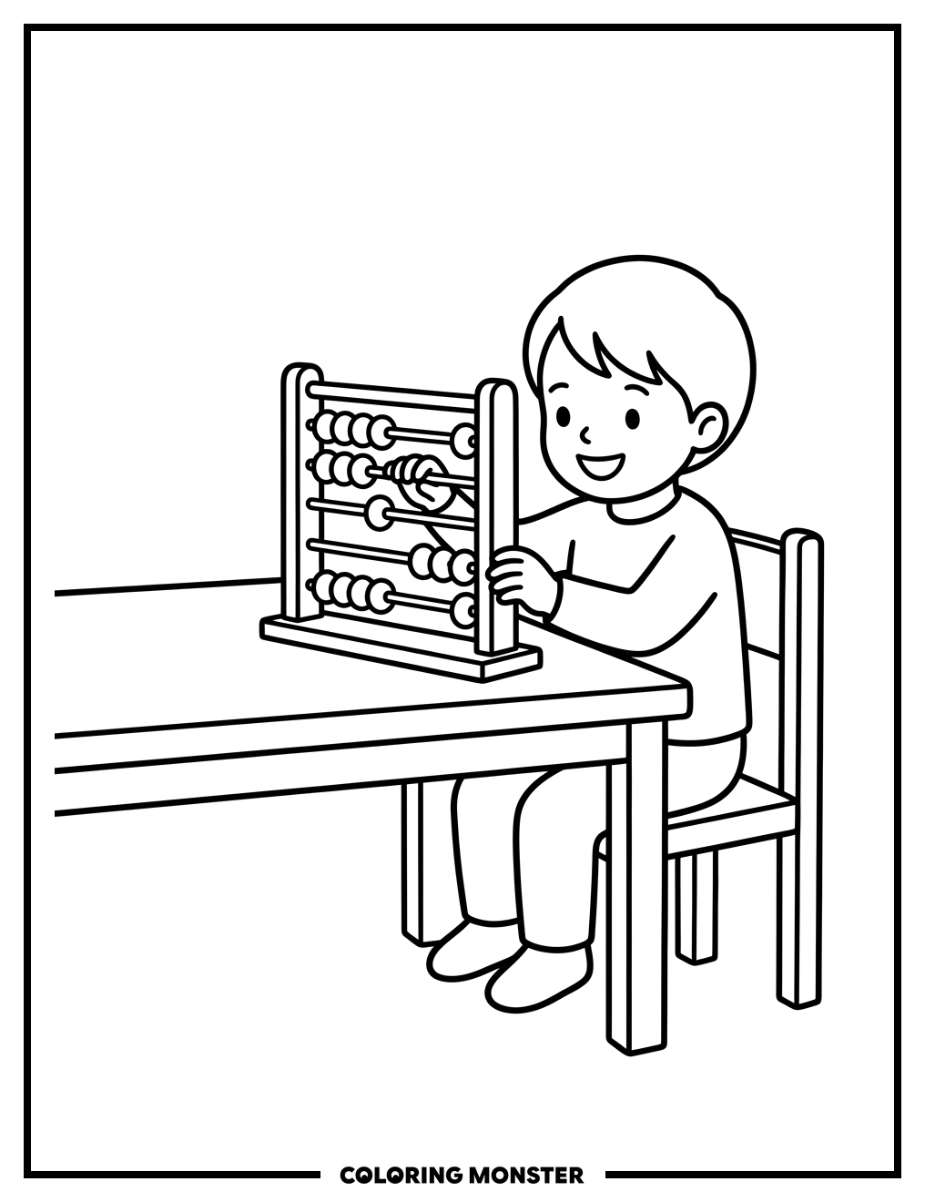 Child Playing With Abacus Coloring Page