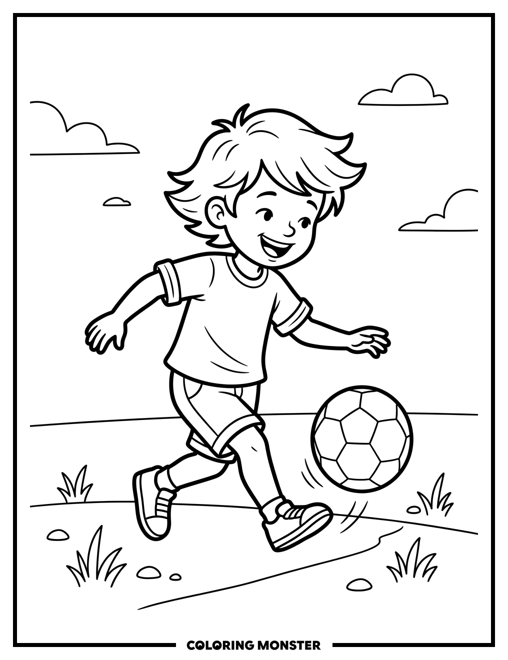 Child Playing With Ball Coloring Page