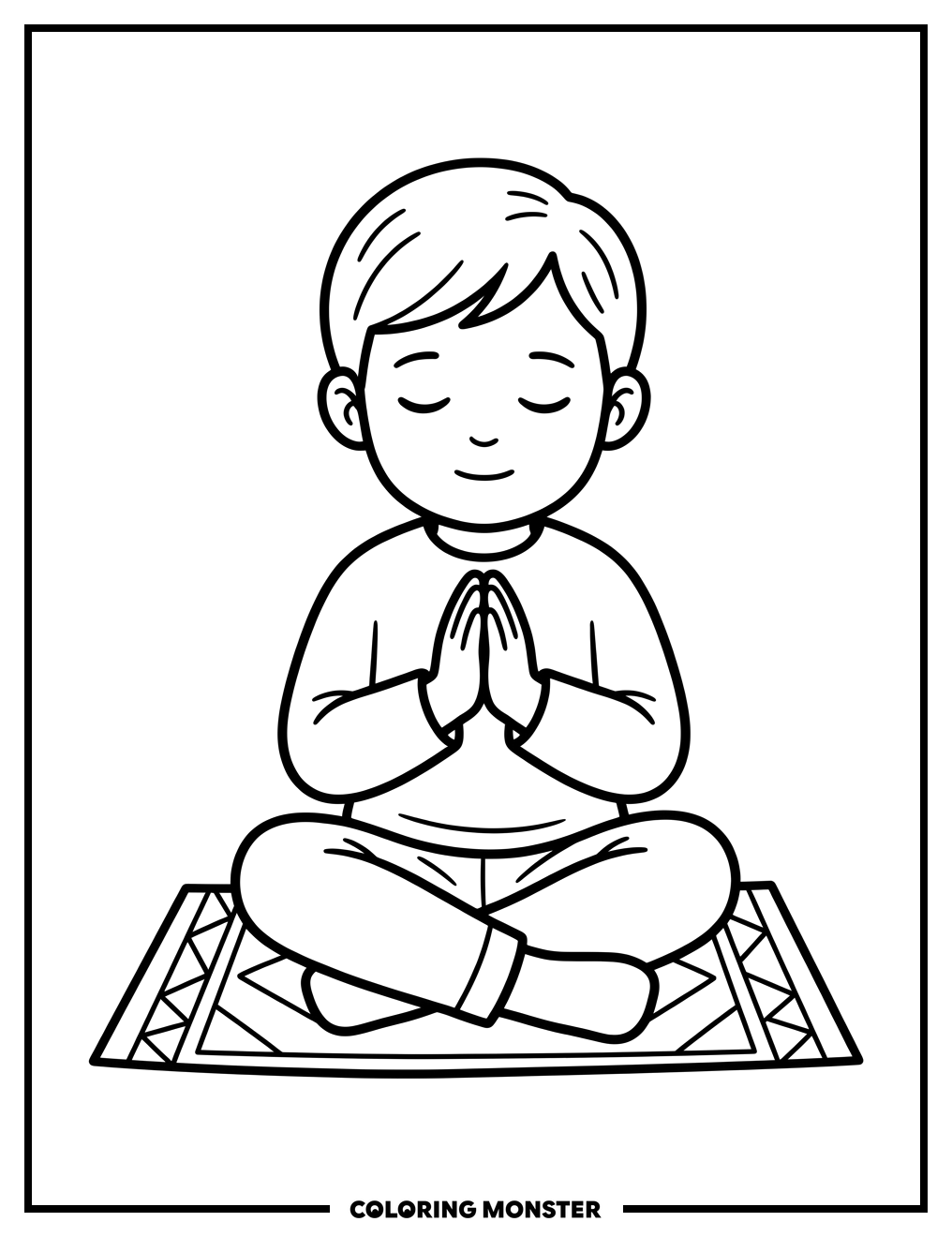 Child Praying Peacefully Coloring Page